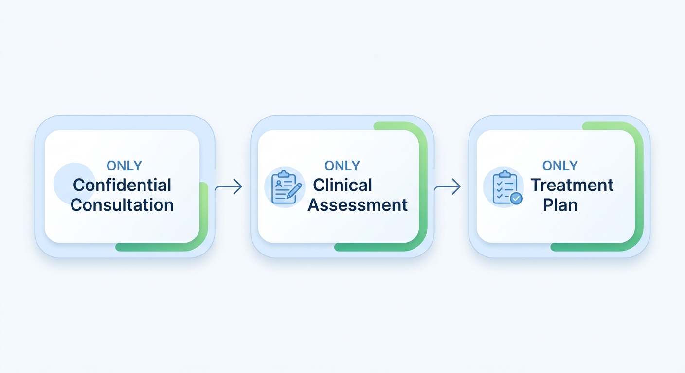 Philadelphia depression therapy process flow diagram showing three sequential steps