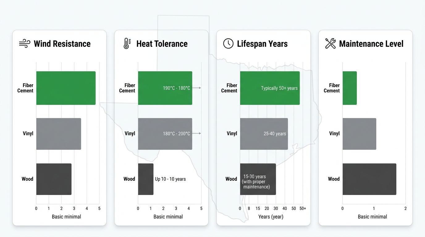 Comparison bar chart of siding materials for the Alice, Texas climate