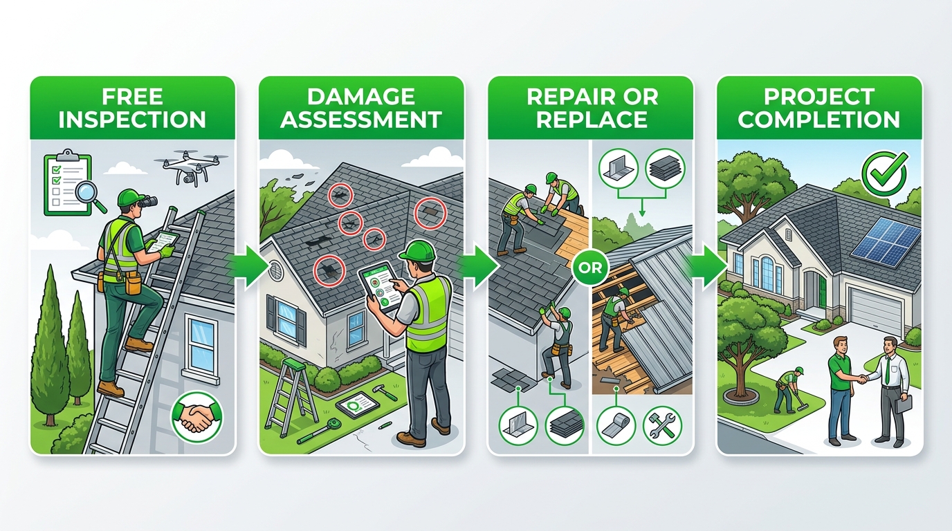 Professional roof inspection and repair process flow for Live Oak homeowners