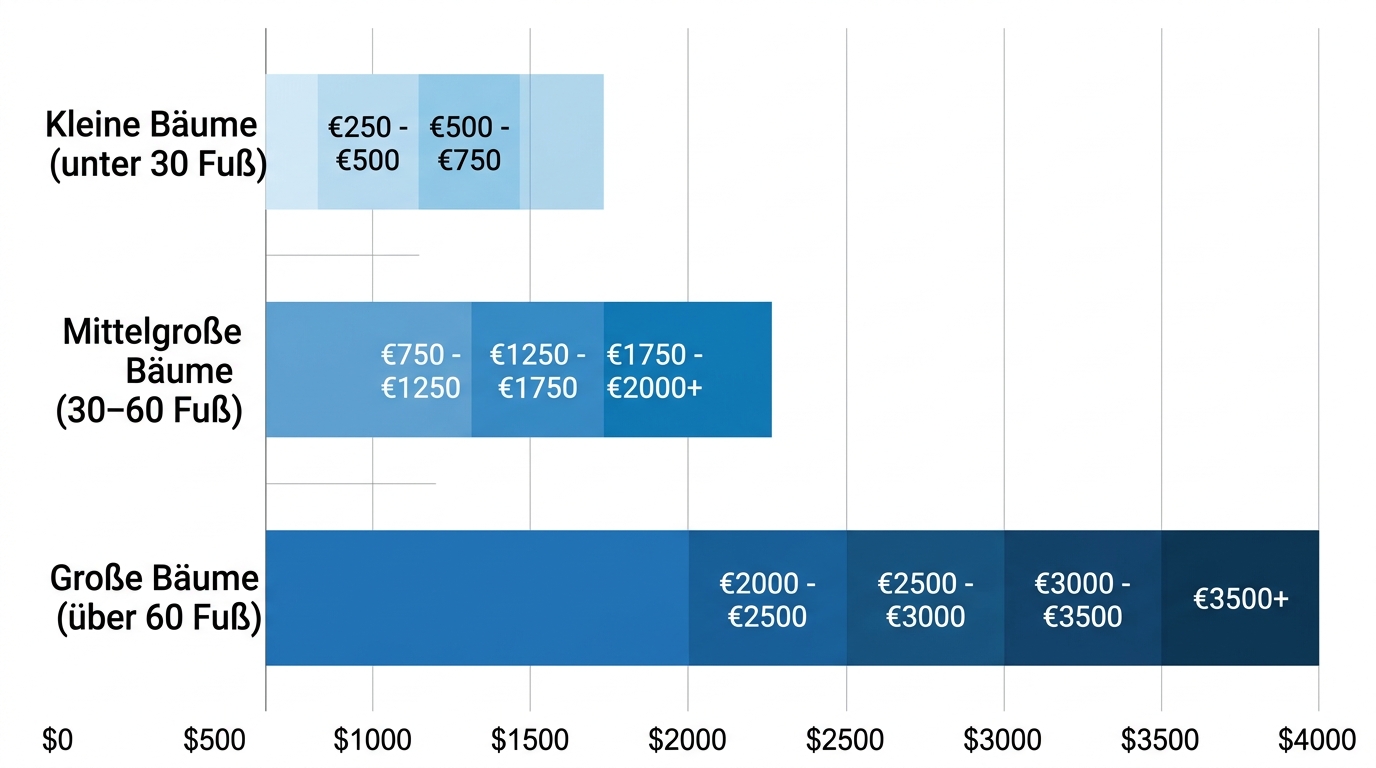 Horizontal bar chart comparing average cost ranges for tree removal by tree height category.