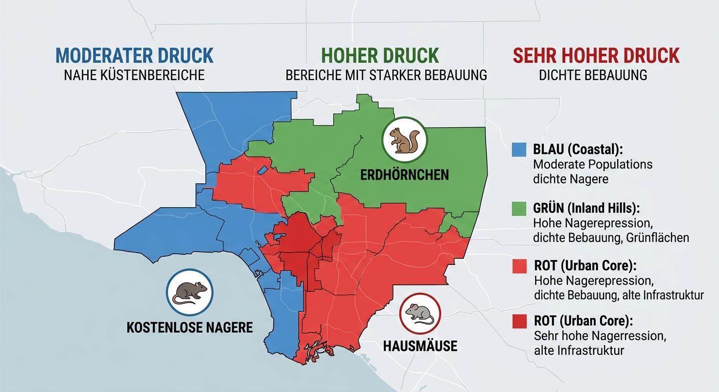 Infografik über Nagetierdruck in den Küsten-, Hügel- und Stadtgebieten von Los Angeles County