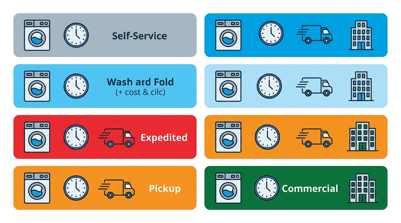 Laundry service options comparison at Laundry Time in West Philadelphia