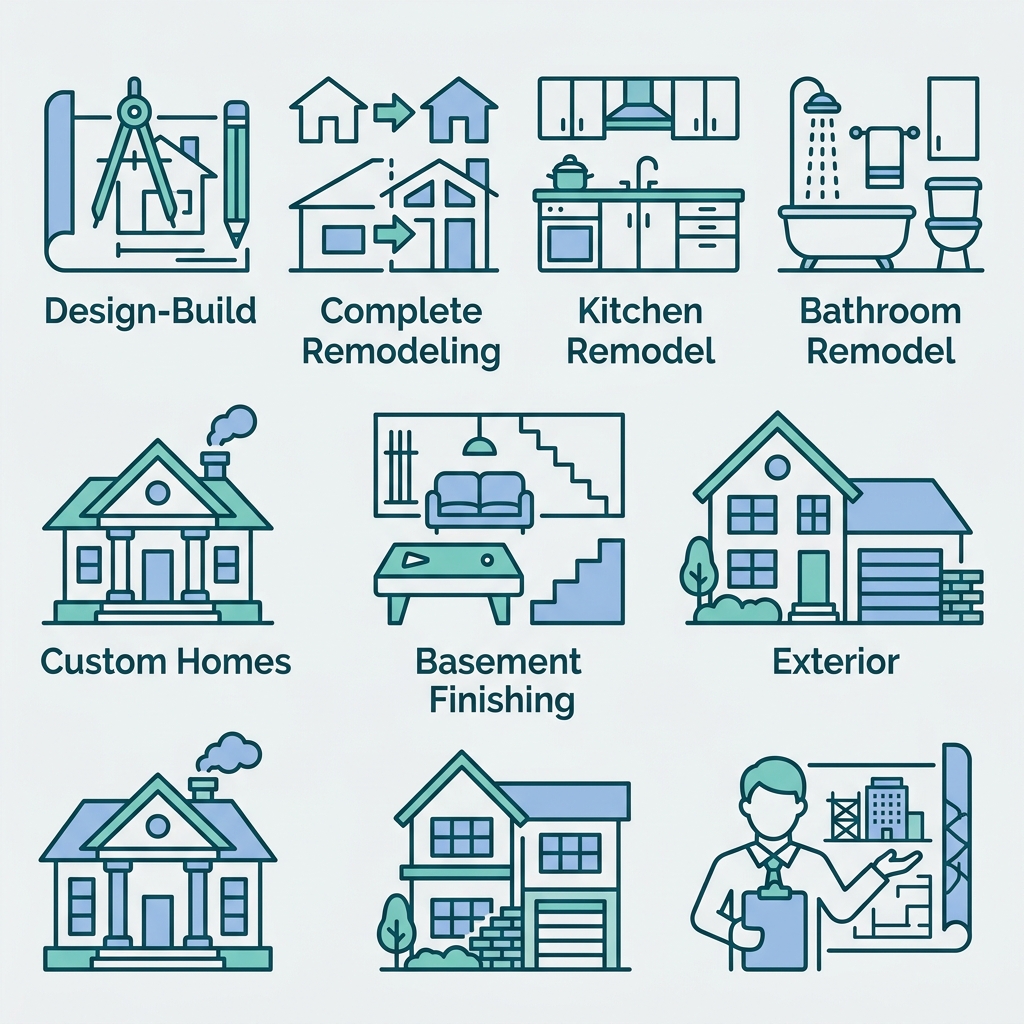 Icon set for ACN Construction remodeling services in South Denver