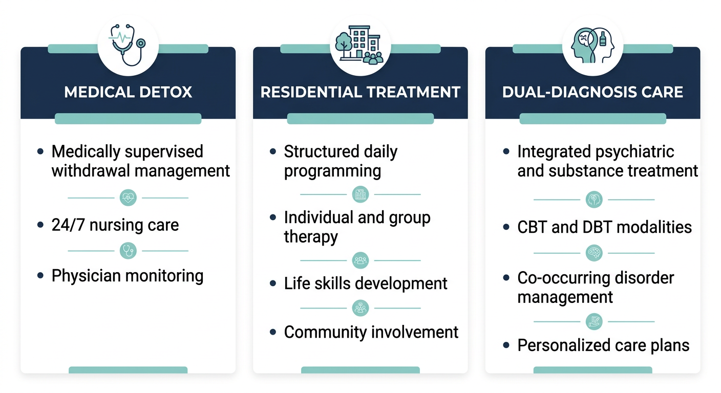 three column infographic comparing medical detox