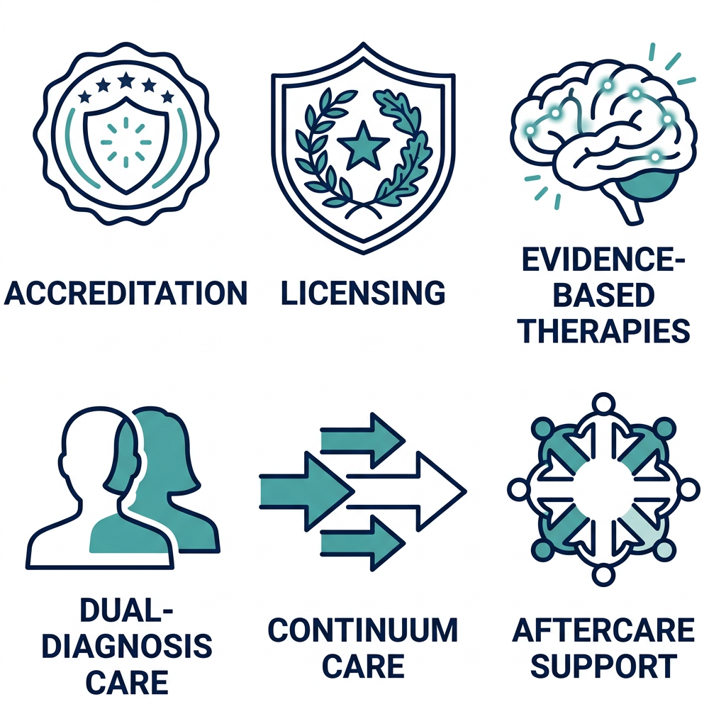 Icon set for selecting a rehab center in Connecticut
