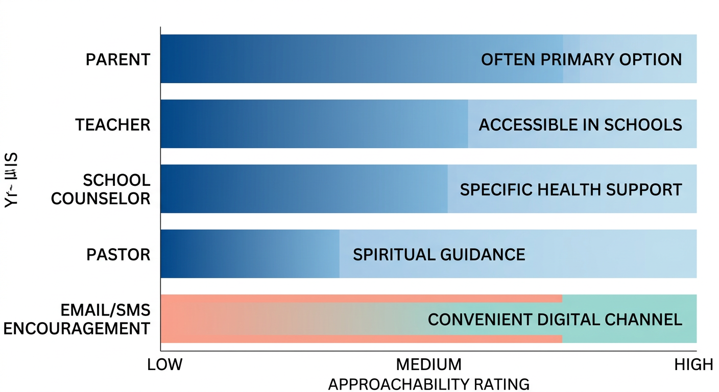 Horizontal bar chart comparing pathways for asking for mental health help.