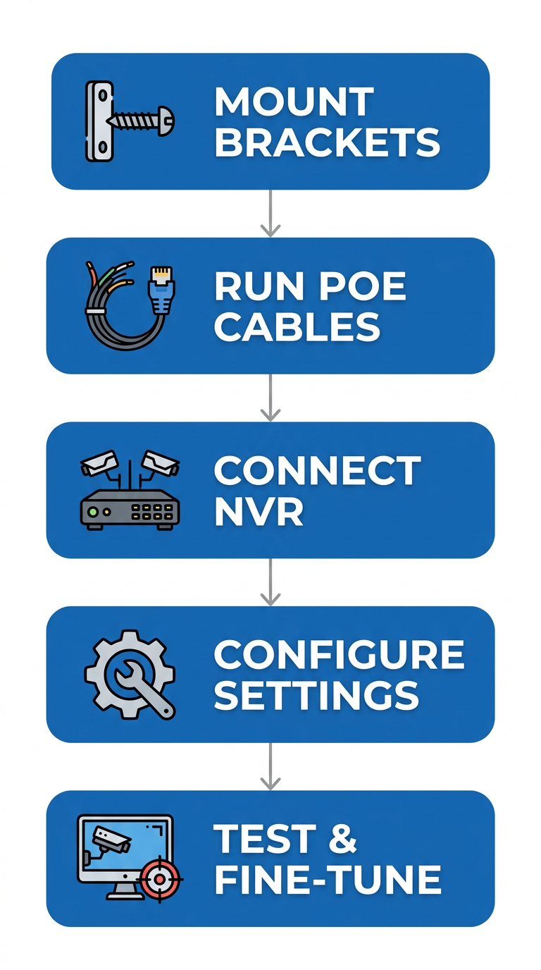 Five-step security camera installation process flow