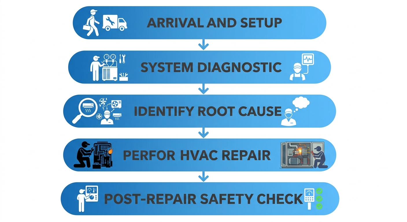Emergency HVAC repair stages flowchart