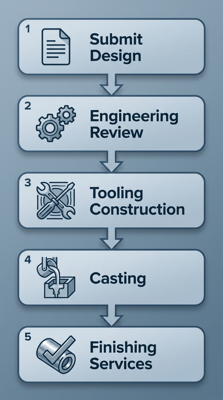Process flow diagram for permanent mold casting