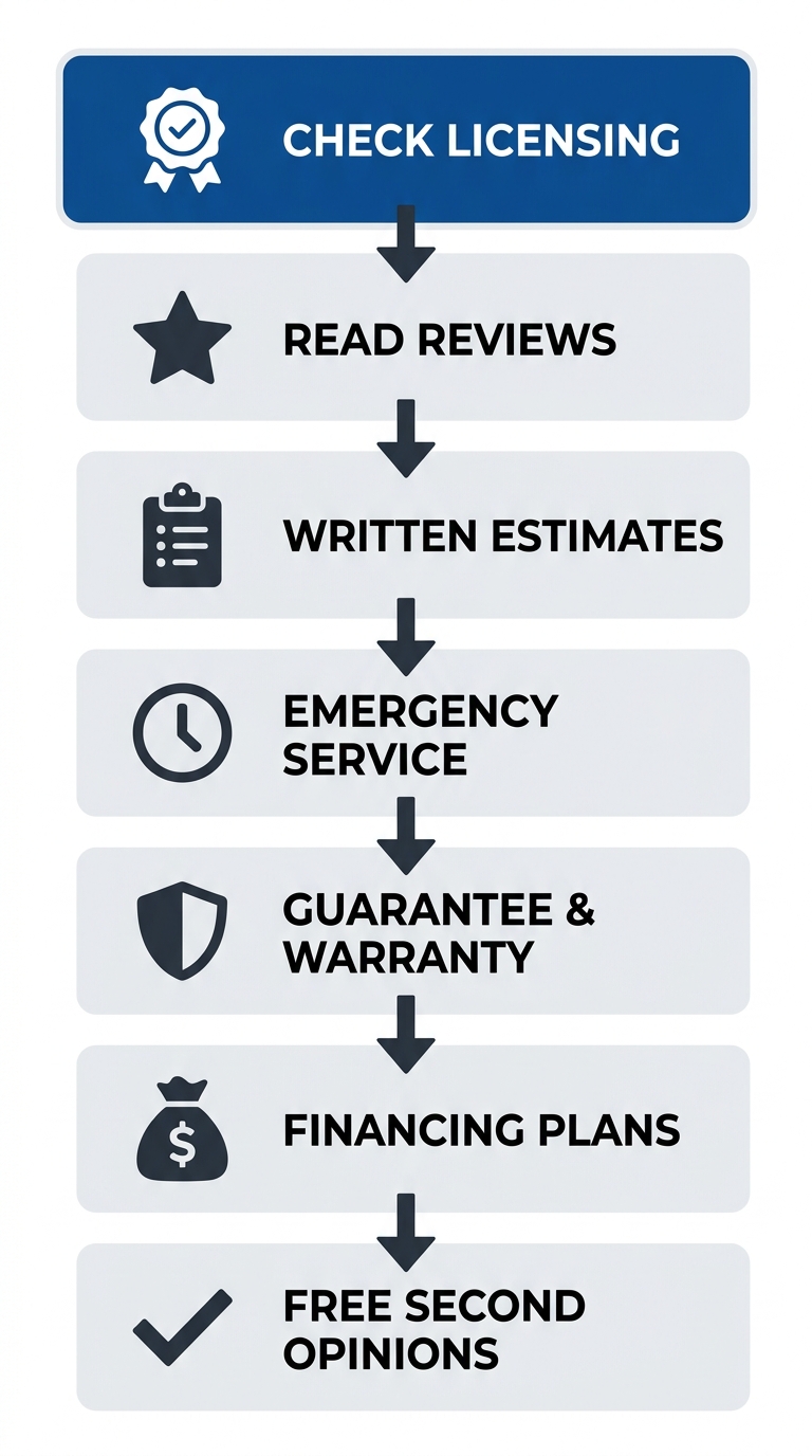 Process flow diagram showing steps to choose a reliable AC company