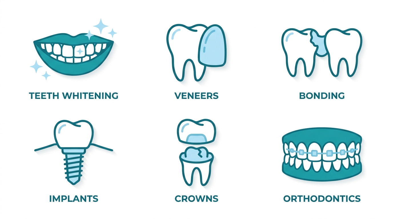 Comprehensive cosmetic and restorative dental services infographic