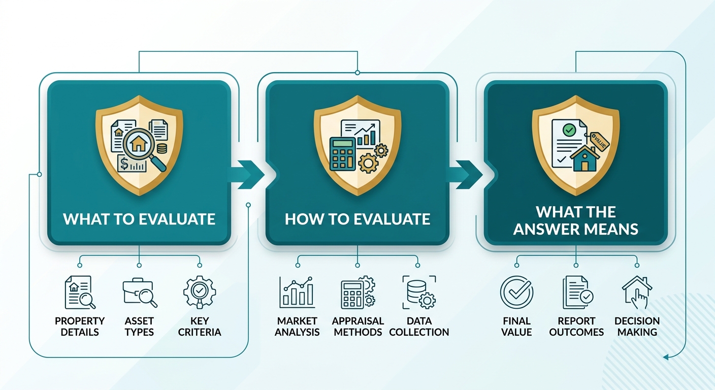 Horizontal three-step process flow for appraisal documentation journey
