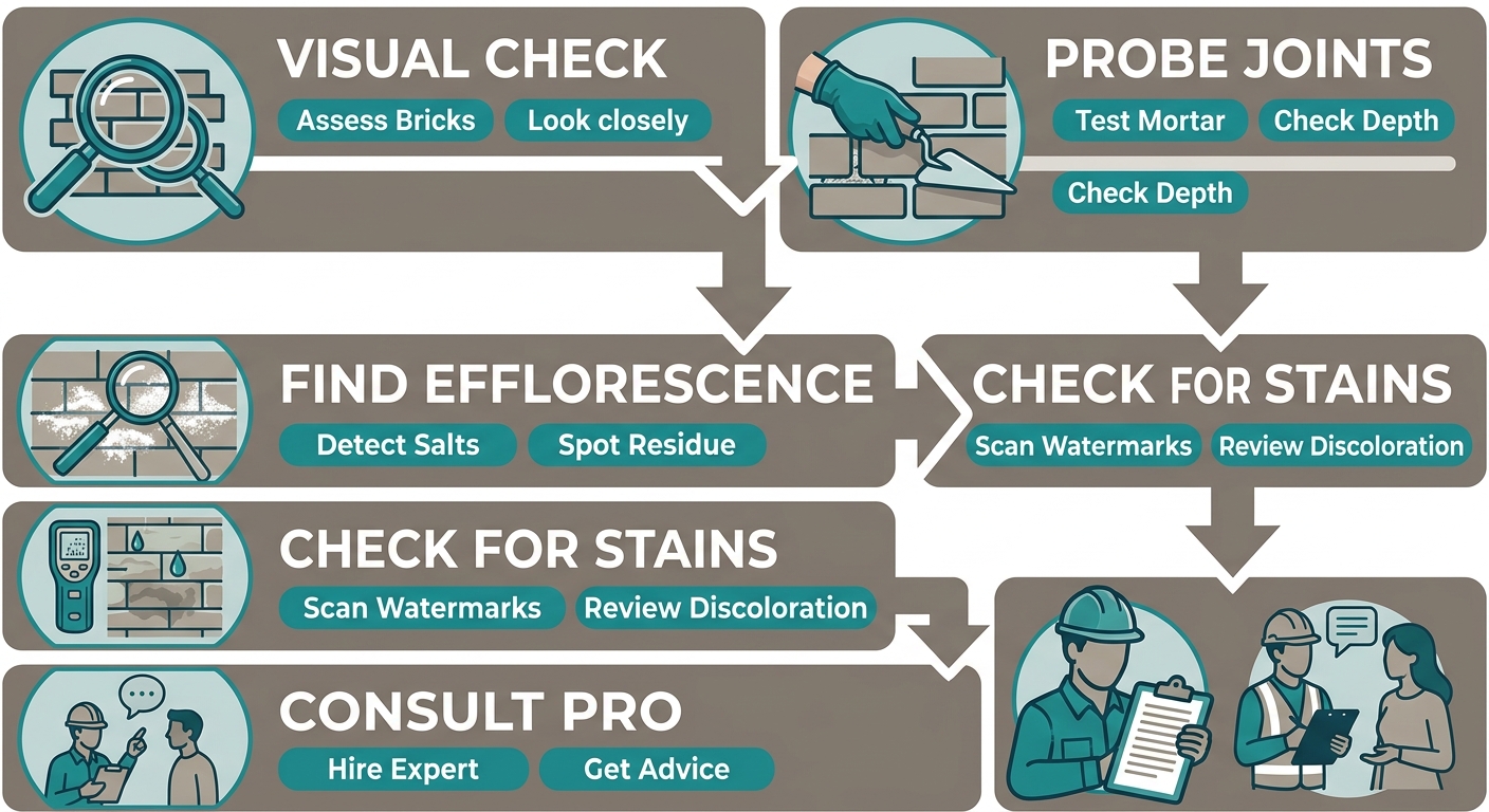 Five steps for inspecting chimney mortar damage