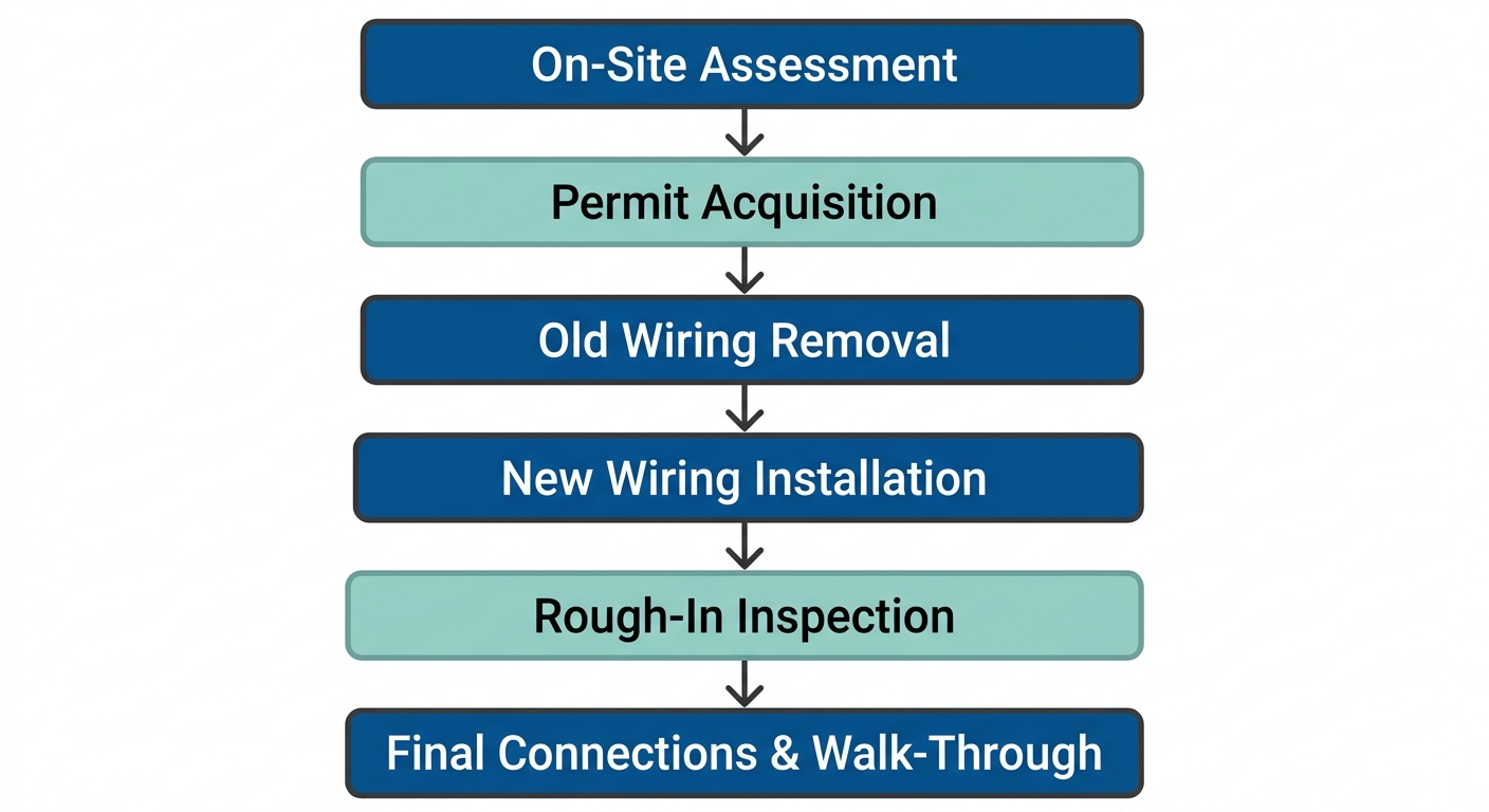 Diagram of the whole home rewiring process in Goleta, California