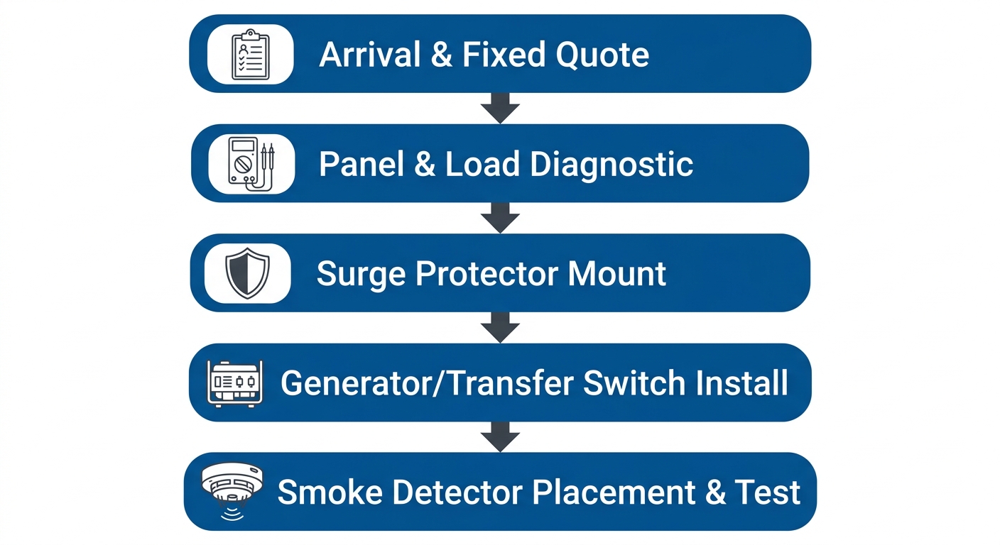 Diagnostic and installation process flow for electrical services in Anaheim