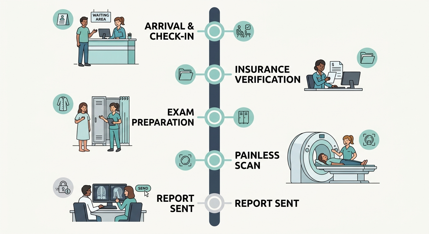 Timeline of patient visit steps at Sugar Land imaging center