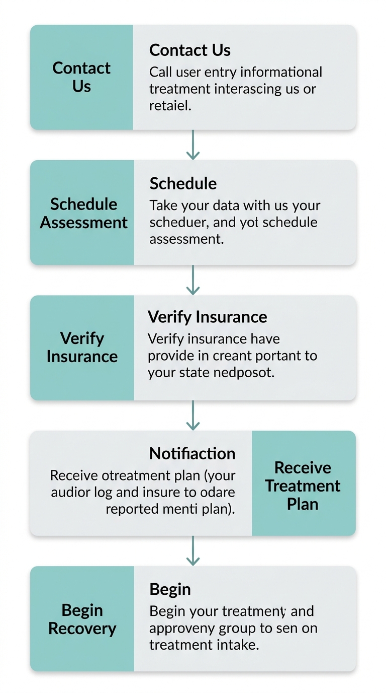 Vertical process flow showing the 5 steps to start outpatient addiction treatment at Rosewood Recovery in Newtown, Pennsylvania.