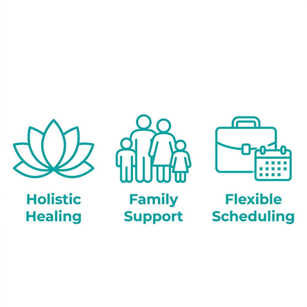 Benefits of personalized addiction treatment at Rosewood Recovery: holistic healing, family support, and flexible scheduling
