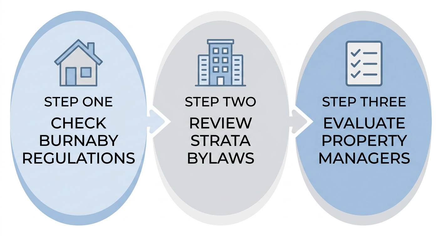Burnaby short-term rental process: check regulations, review strata bylaws, evaluate property managers