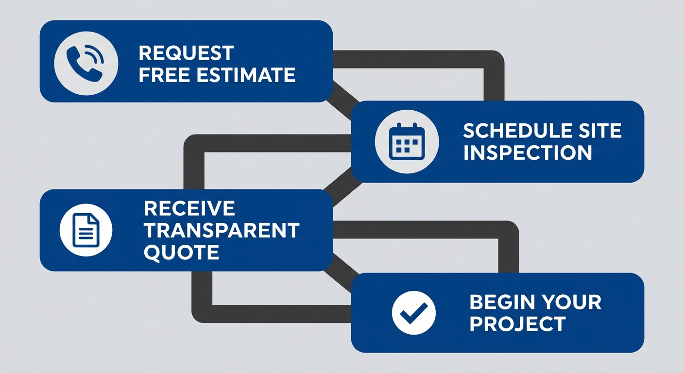 four-step process flow for starting an electrical project with Deltron Electric, from request to project start