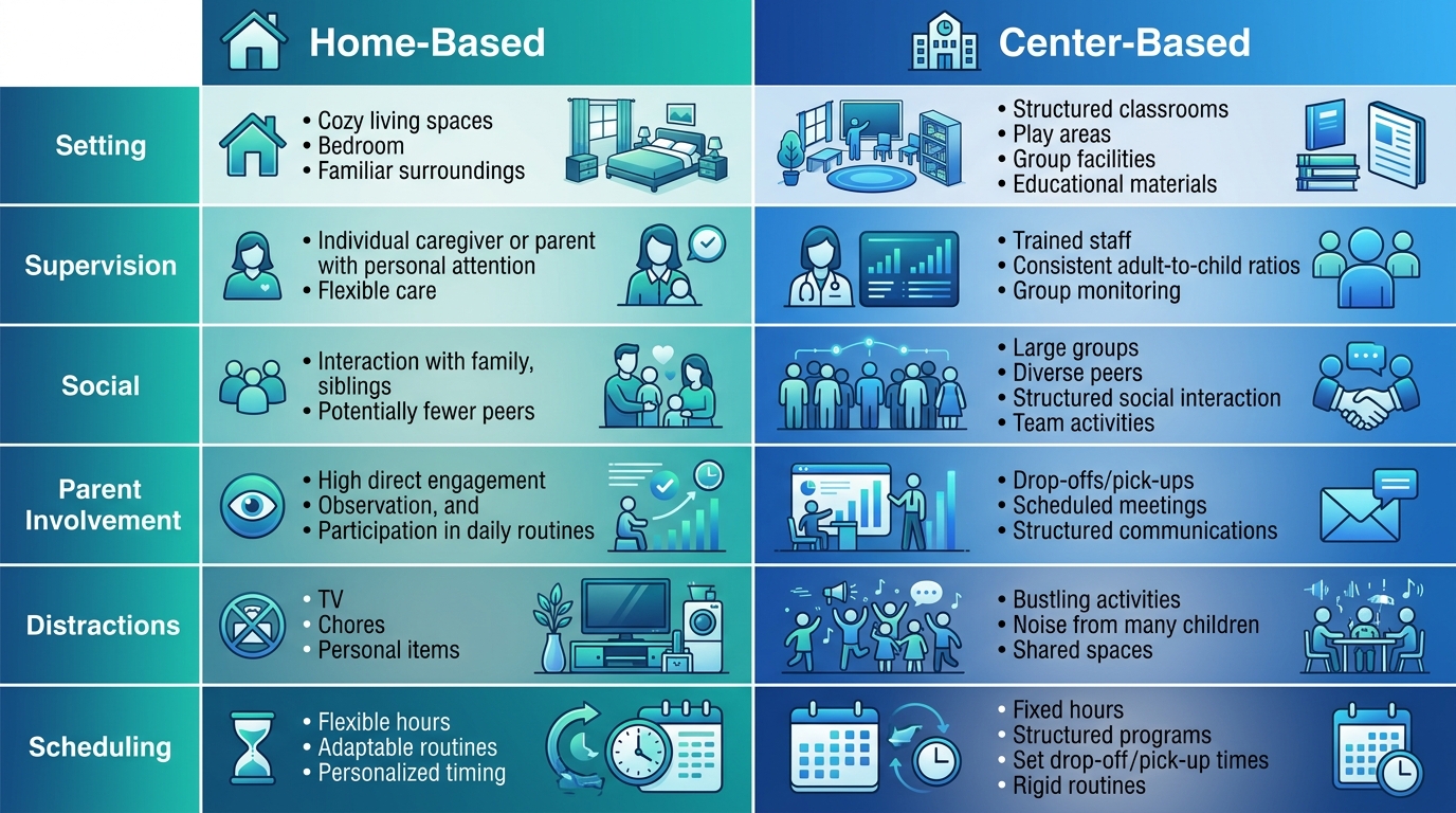Comparison of home-based vs center-based ABA therapy options for families in Augusta, Georgia