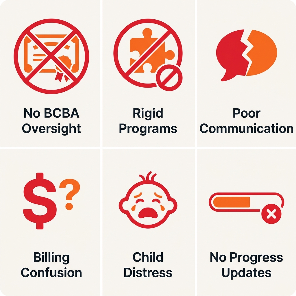 Grid of six warning icons in red and orange on a soft off-white background, each with a dark grey label